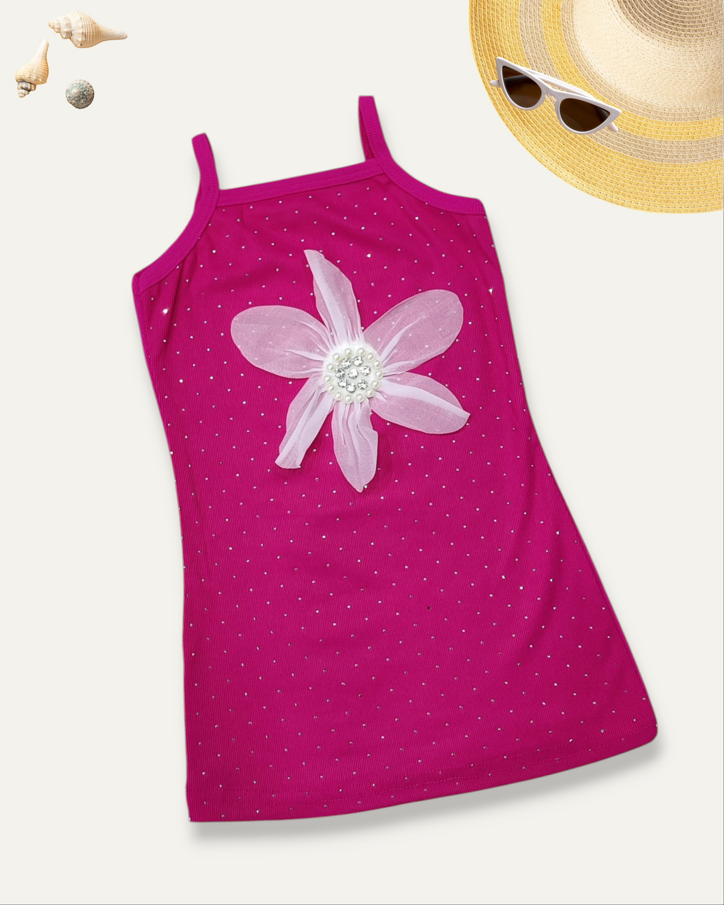 GIRLS SPARKLY DRESS (HOT PINK) (1-10 YEARS)