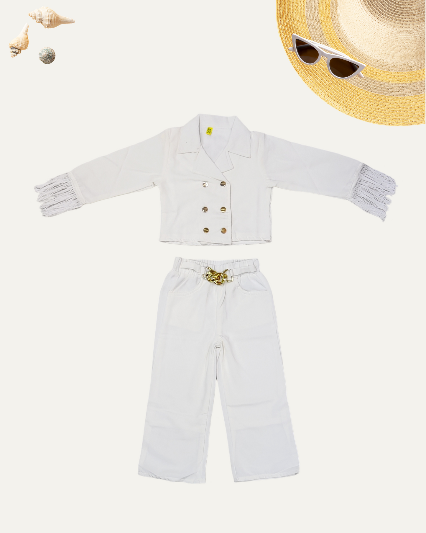 GIRLS DOUBLE BREASTED CO-ORD SET [WHITE] [ 4 - 12 YEARS ]