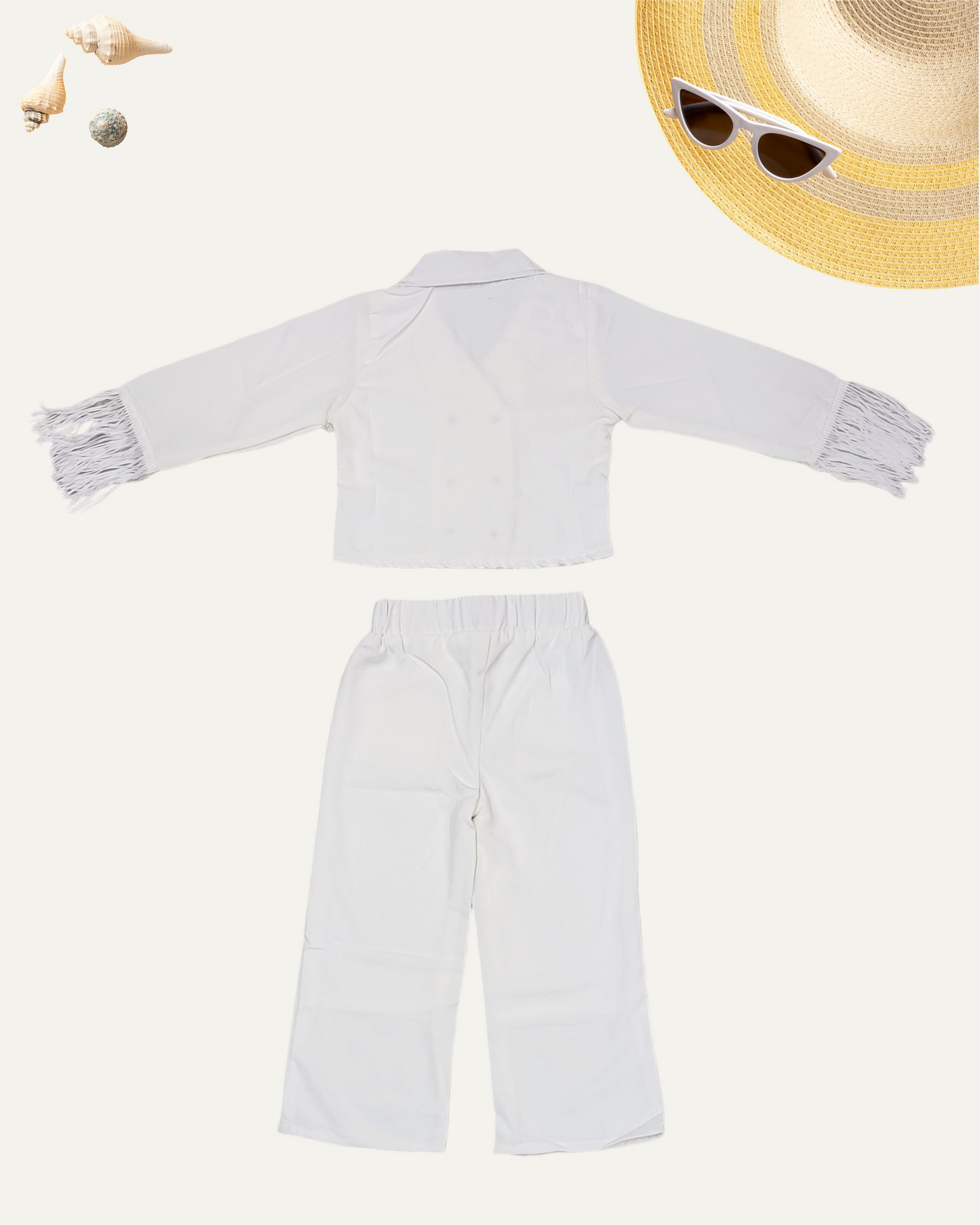 GIRLS DOUBLE BREASTED CO-ORD SET [WHITE] [ 4 - 12 YEARS ]