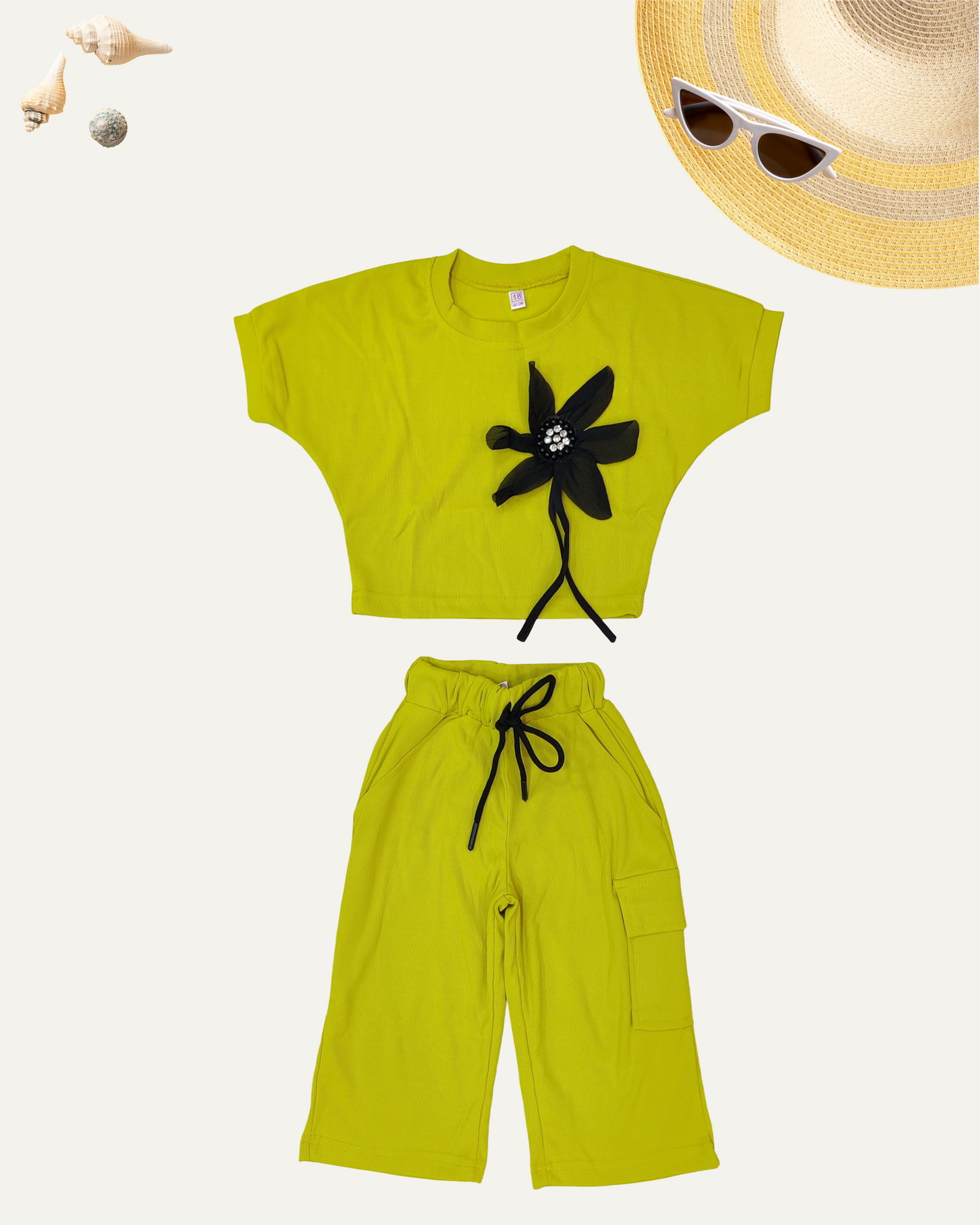 GIRLS 2PC CO-ORD SET (LIME GREEN) (4-12 YEARS)