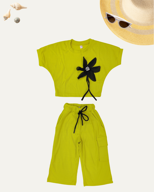 GIRLS 2PC CO-ORD SET (LIME GREEN) (4-12 YEARS)
