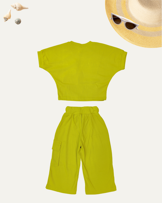 GIRLS 2PC CO-ORD SET (LIME GREEN) (4-12 YEARS)
