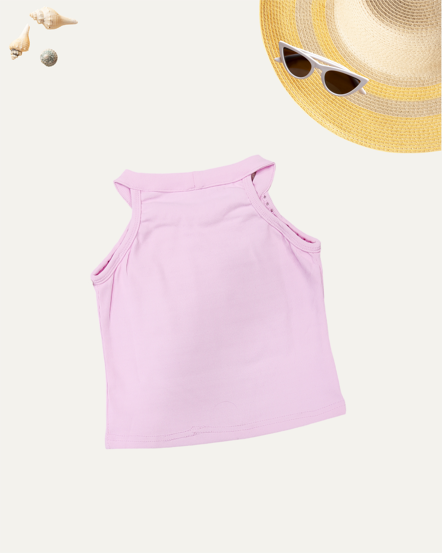 GIRLS SLEEVELESS PEARL TOP BABY PINK [ 3 - 12 YEARS ]
