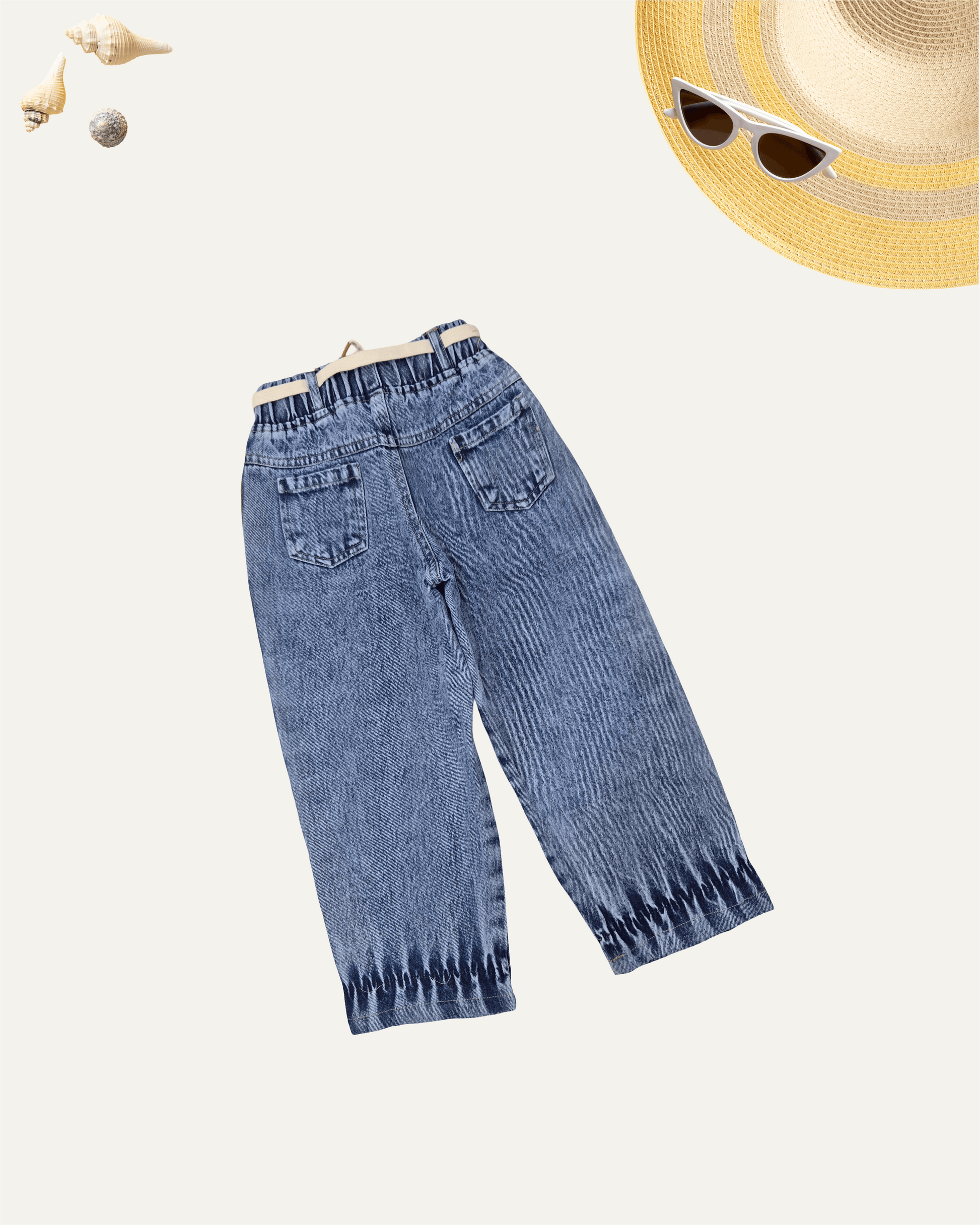 GIRLS DENIM BAGGY PANTS (BLUE WASH) (4-12 YEARS) - Girlism