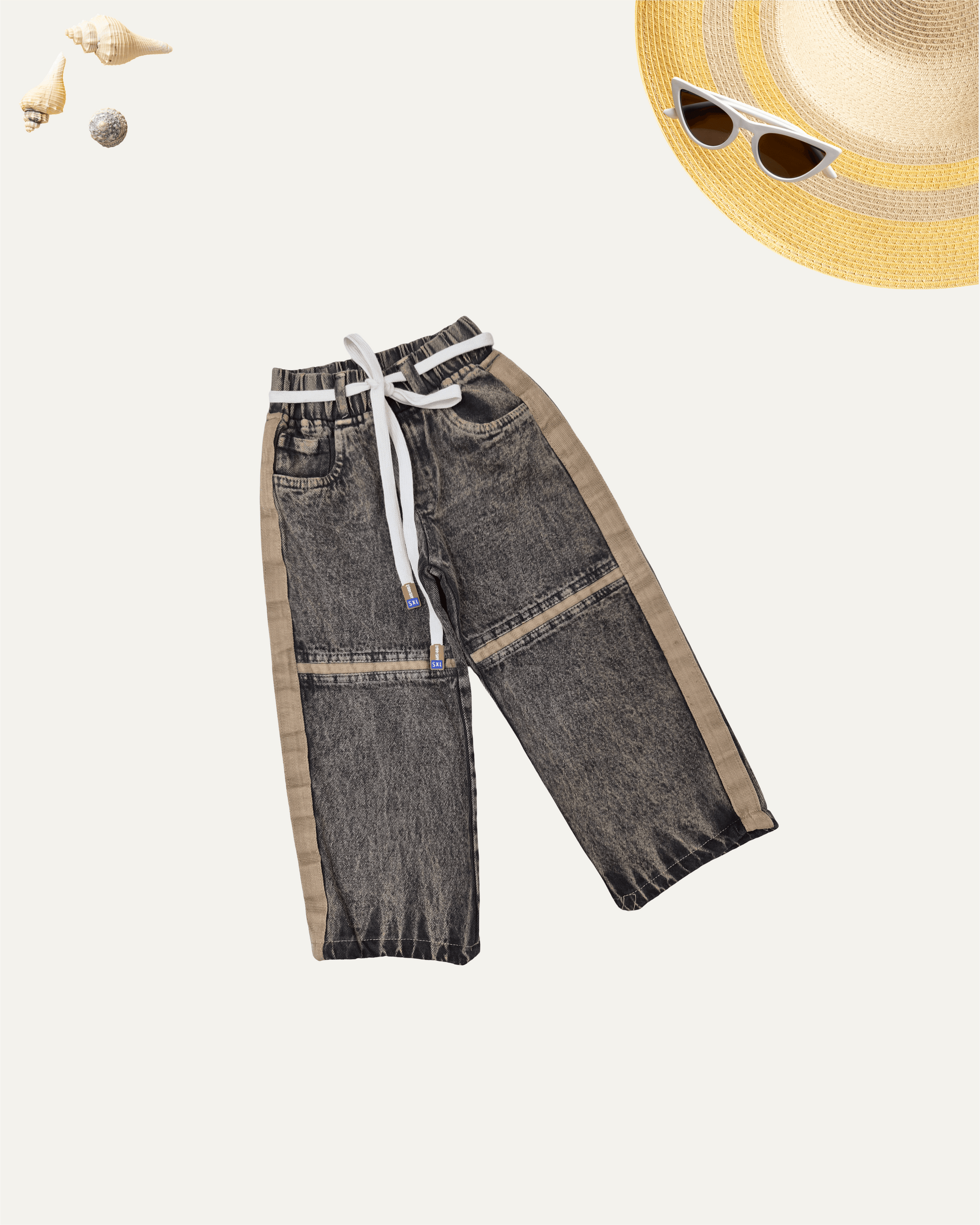 GIRLS DENIM BAGGY PANTS (CHARCOAL) (4-12 YEARS) - Girlism