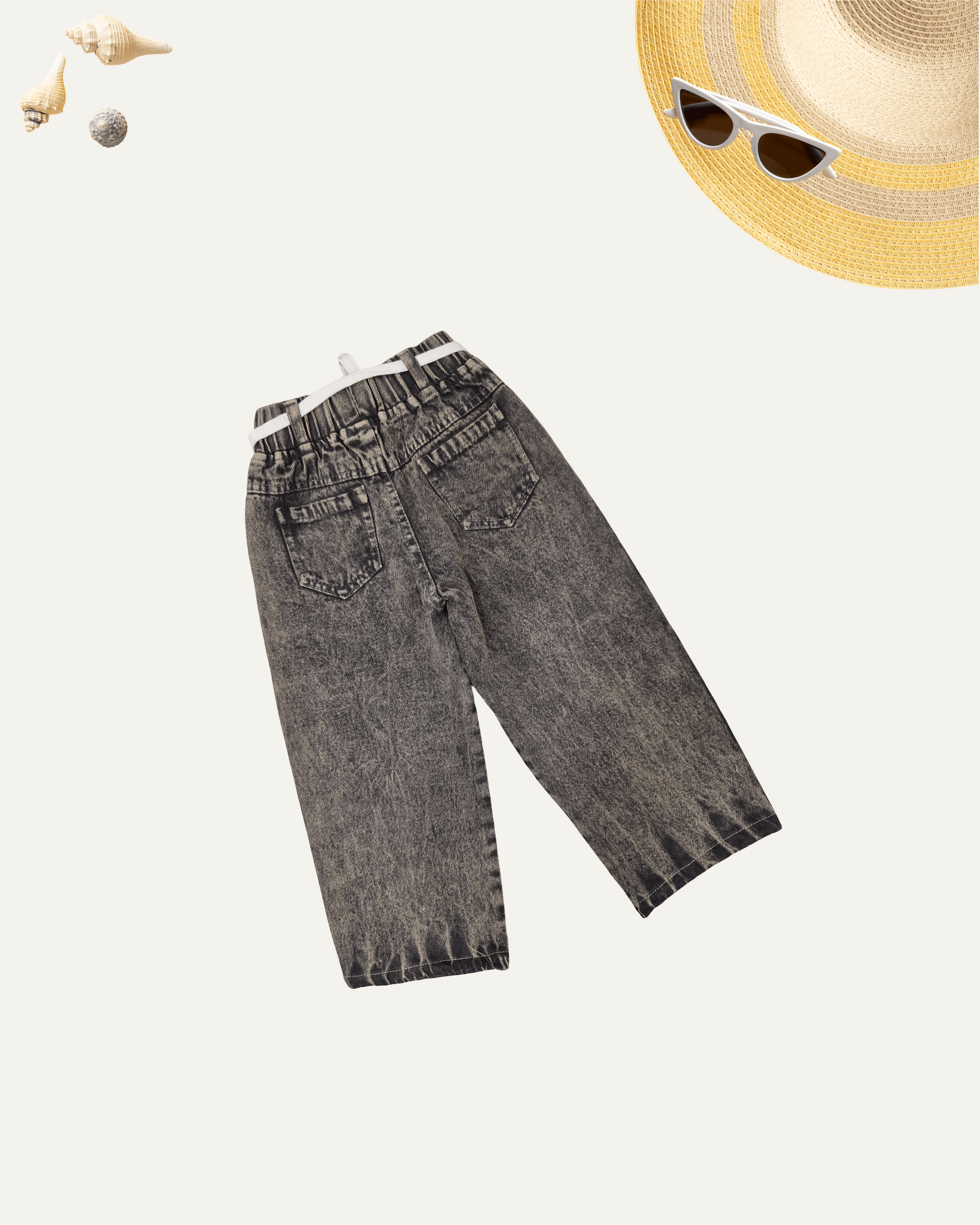 GIRLS DENIM BAGGY PANTS (CHARCOAL) (4-12 YEARS) - Girlism