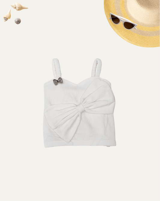GIRLS SLEEVELESS SUMMER TOP (WHITE) (3-12 YEARS) - Girlism