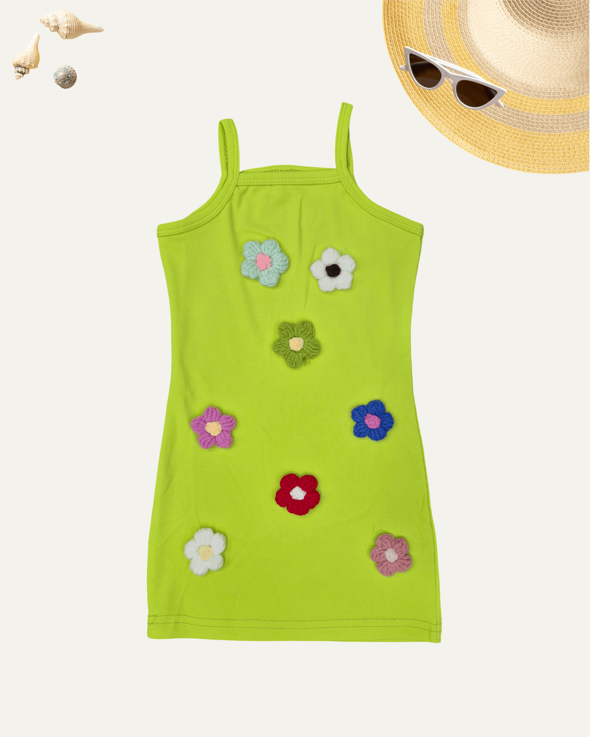 GIRLS FLORAL MINI DRESS (LIME GREEN) (2-8 YEARS) - Girlism
