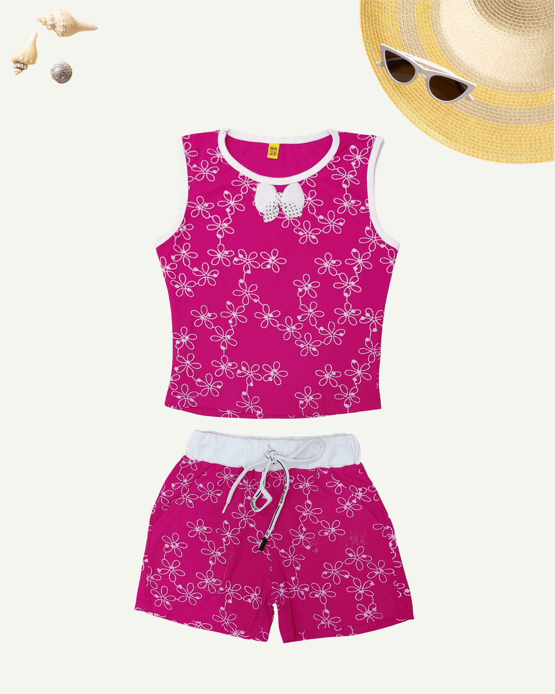 GIRLS FLORAL CO-ORD SET (HOT PINK) (1-12 YEARS) - Girlism