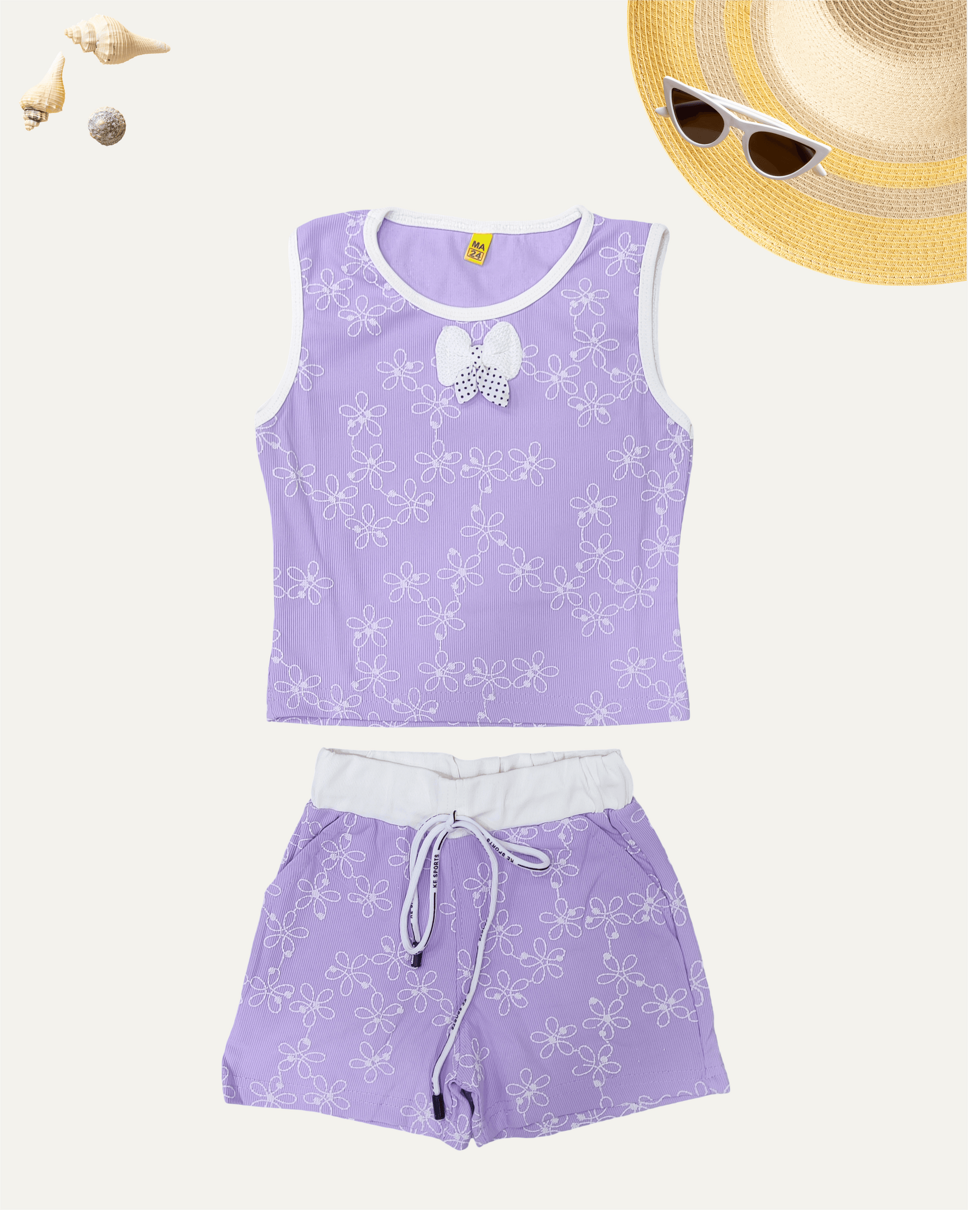 GIRLS FLORAL CO-ORD SET (LILAC) (1-12 YEARS) - Girlism