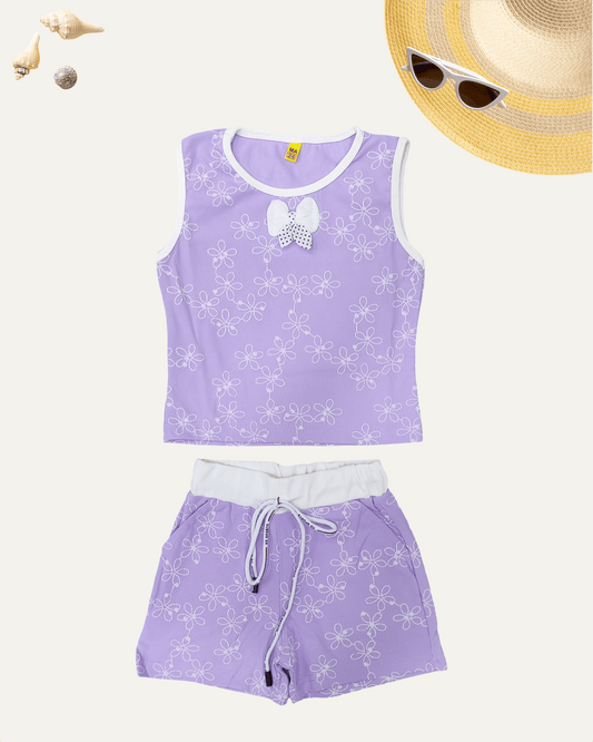 GIRLS FLORAL CO-ORD SET (LILAC) (1-12 YEARS) - Girlism