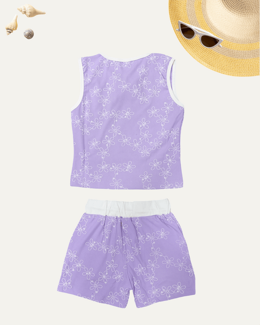 GIRLS FLORAL CO-ORD SET (LILAC) (1-12 YEARS) - Girlism