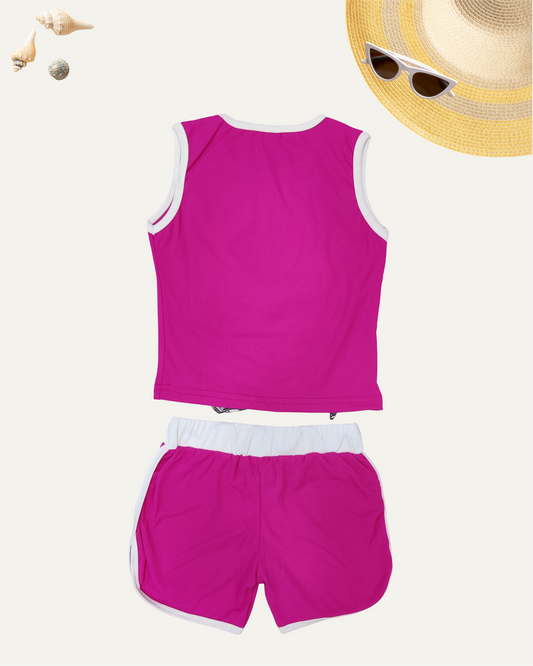 GIRLS SUMMER CO-ORD SET (HOT PINK) (1-12YEARS)