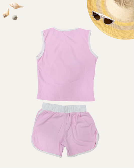 GIRLS SUMMER CO-ORD SET (BABY PINK) (1-12YEARS)