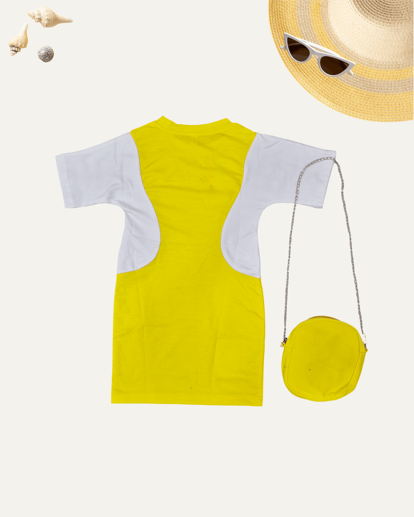 GIRLS 2 TONE ONEPEICE WITH SLING BAG (YELLOW) (1-12 YEARS) - Girlism