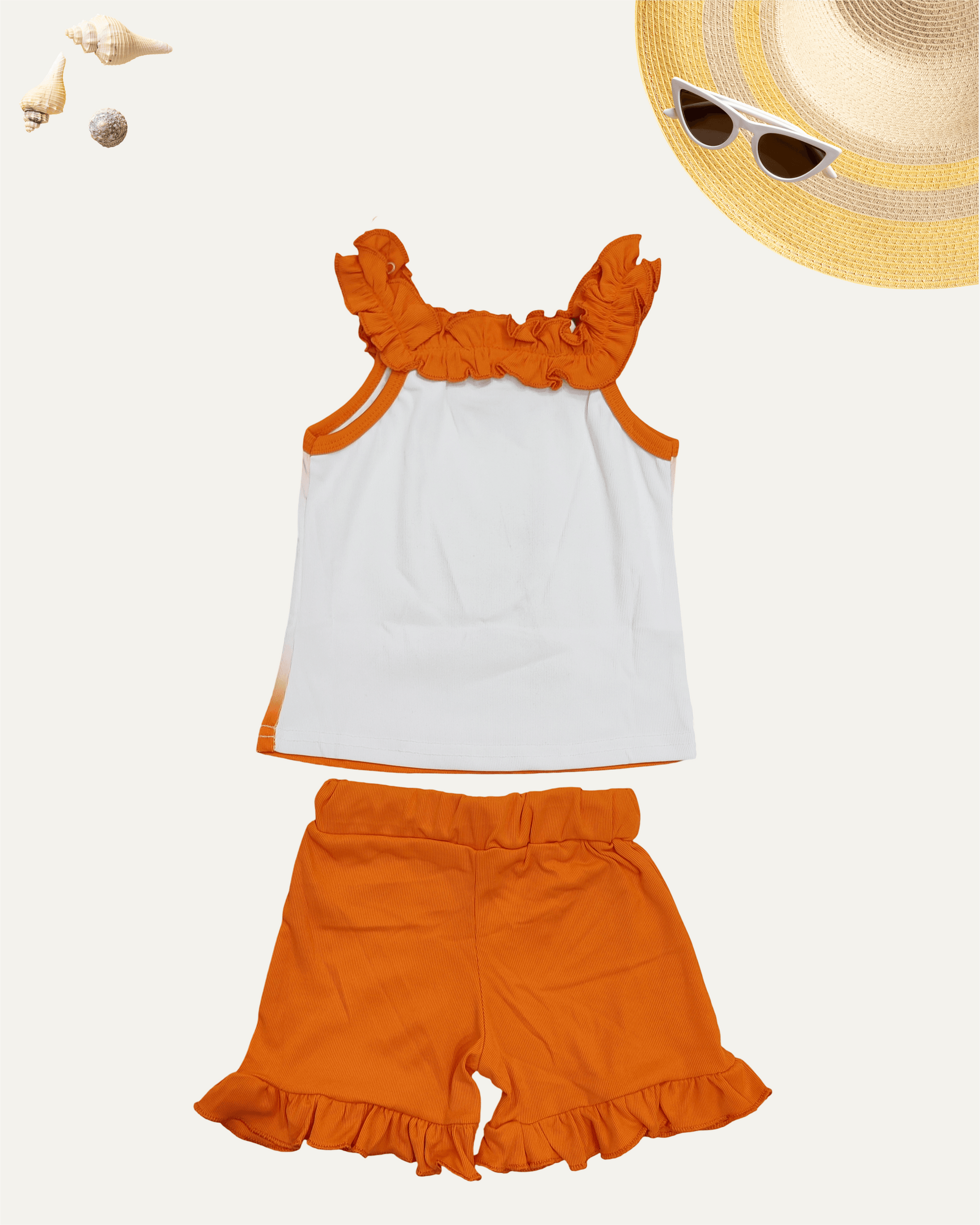 GIRLS CARTOON FRILL CO-ORD SET (ORANGE) (4-12 YEARS) - Girlism