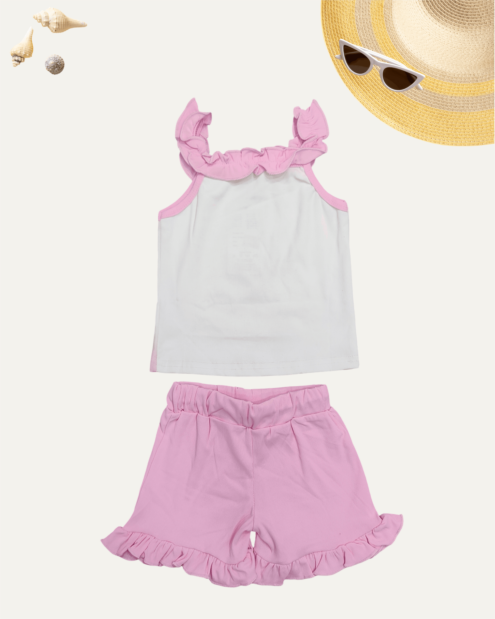 GIRLS CARTOON FRILL CO-ORD SET (BABY PINK) (4-12 YEARS) - Girlism