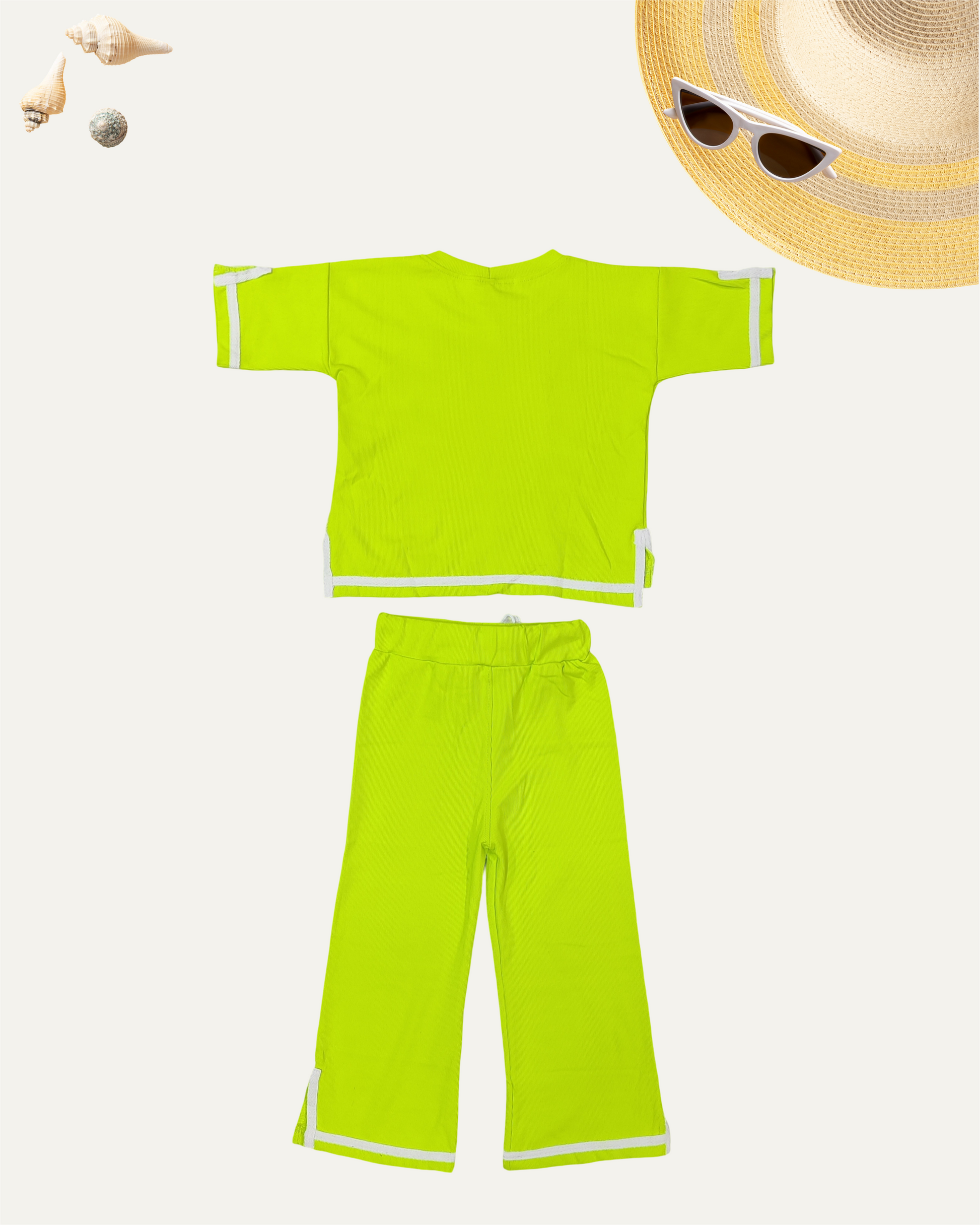 GIRLS TRENDY BEADWORK CO-ORD SET (NEON GREEN) (4-12 YEARS) - Girlism