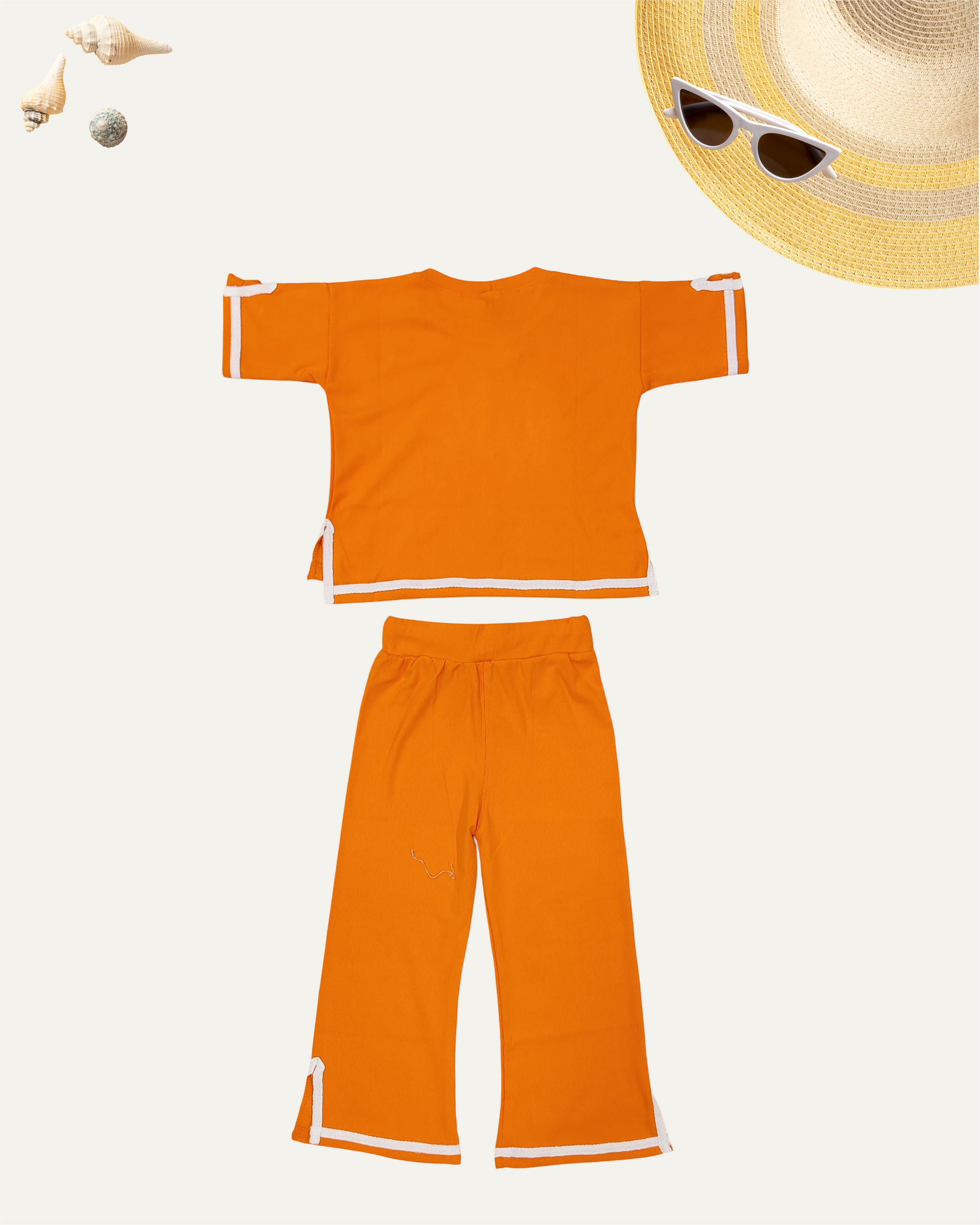 GIRLS TRENDY BEADWORK CO-ORD SET (ORANGE) (4-12 YEARS) - Girlism