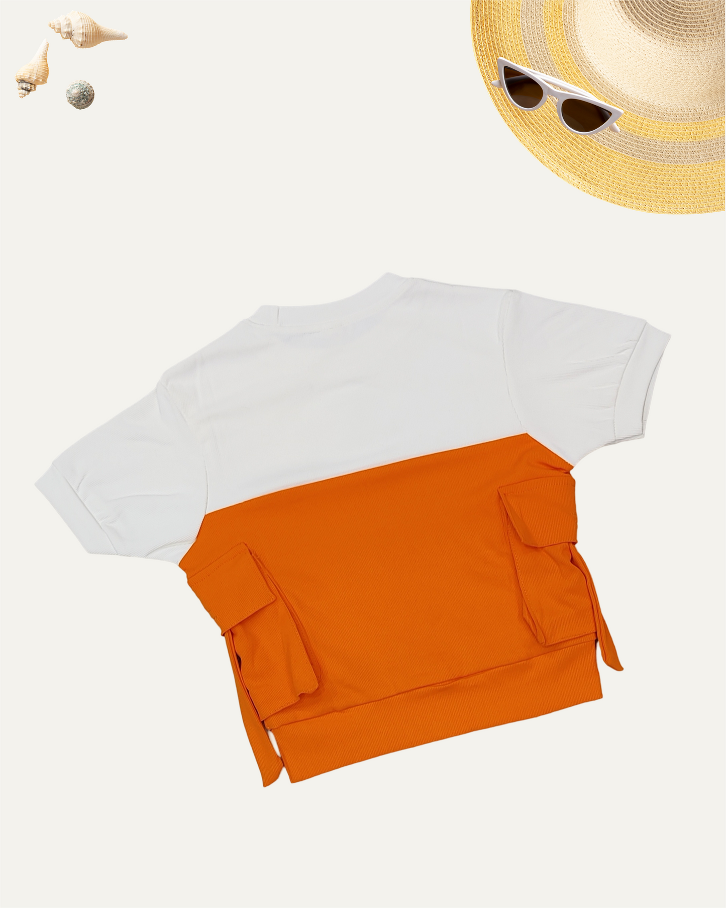 GIRLS 2 POCKET TOP ORANGE [ 4 - 12 YEARS ]