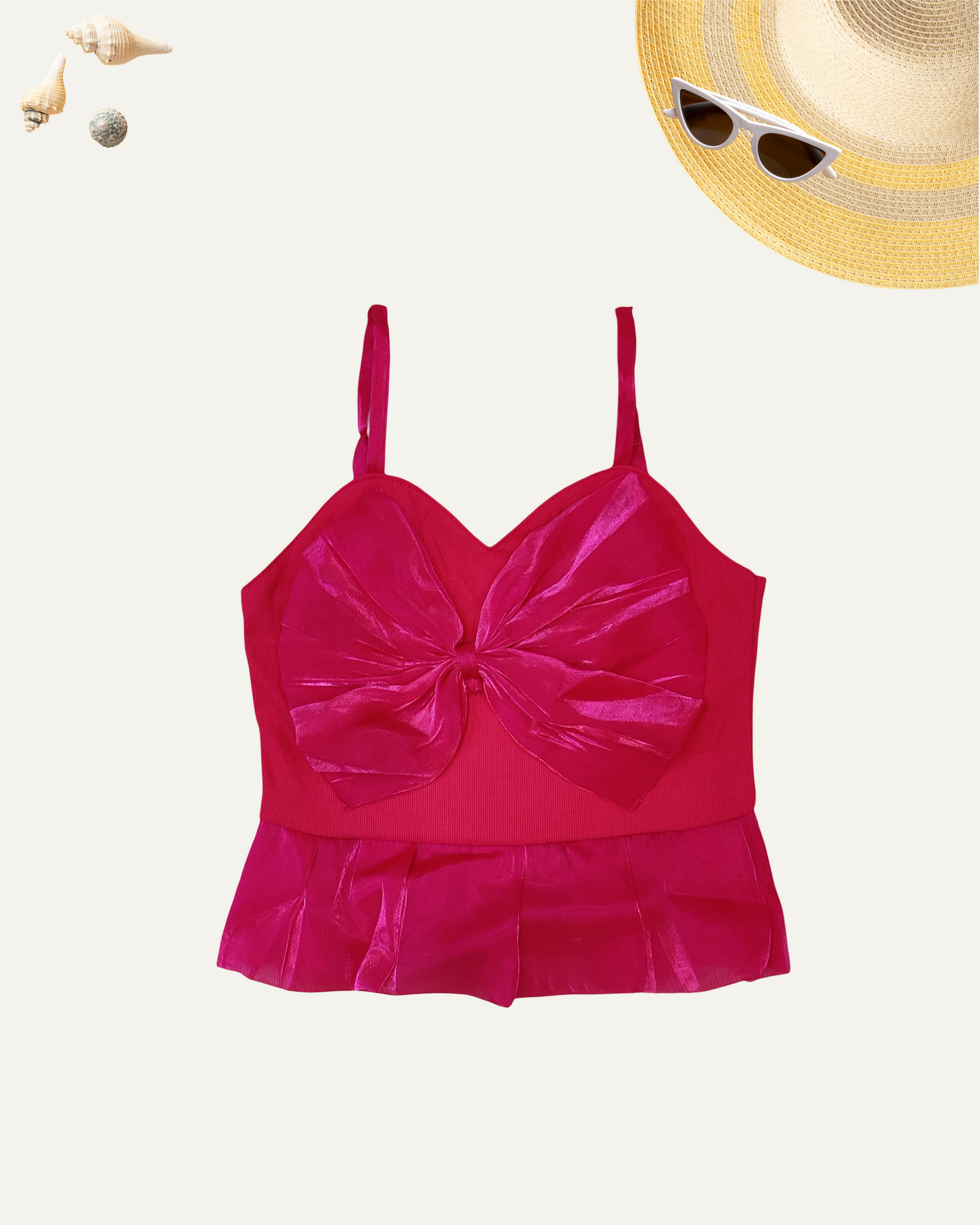 GIRLS HOT RED SATIN BOW GLAM TOP (0-11 YEARS) - Girlism