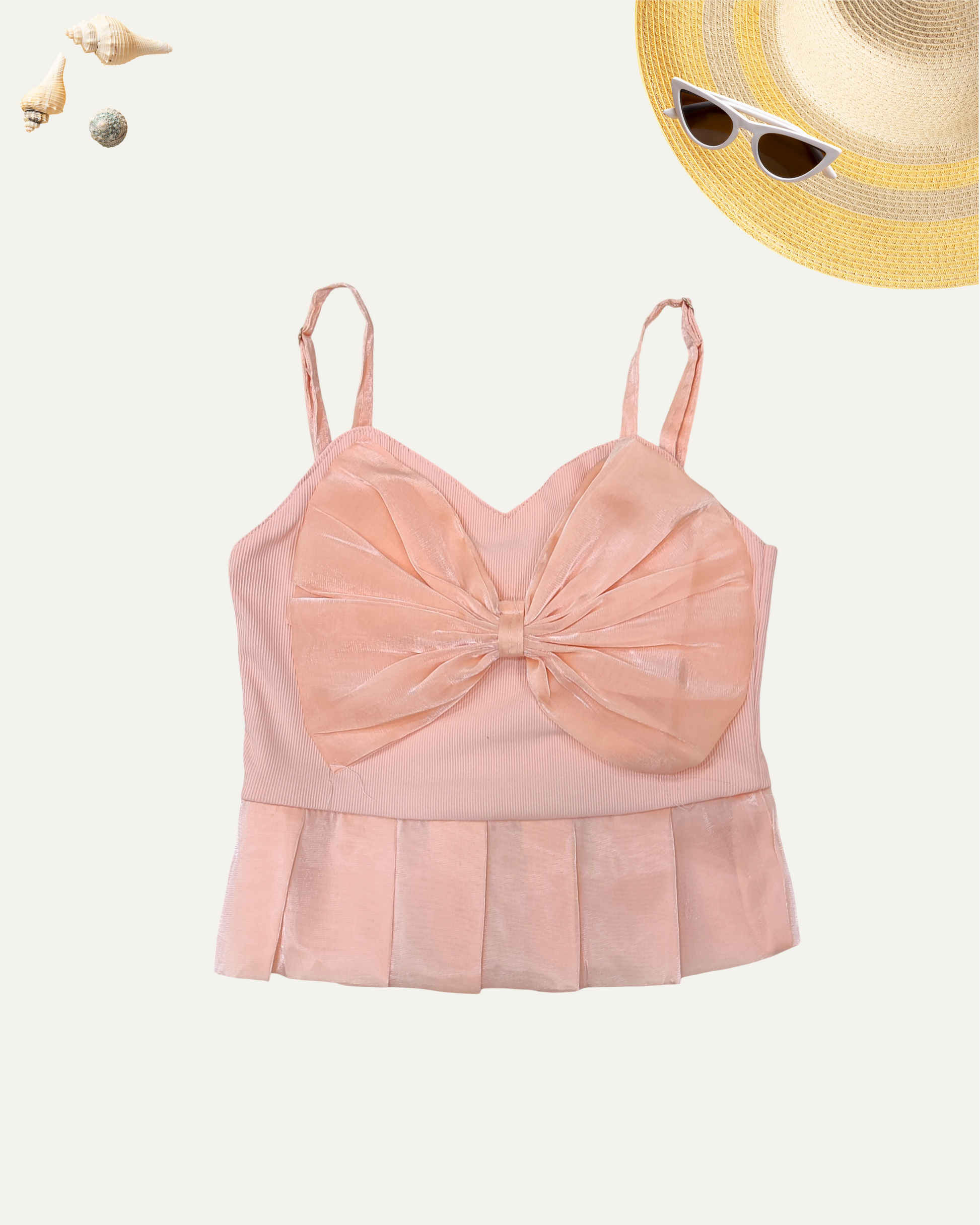 GIRLS PEACH SATIN BOW GLAM TOP (0-8 YEARS) - Girlism