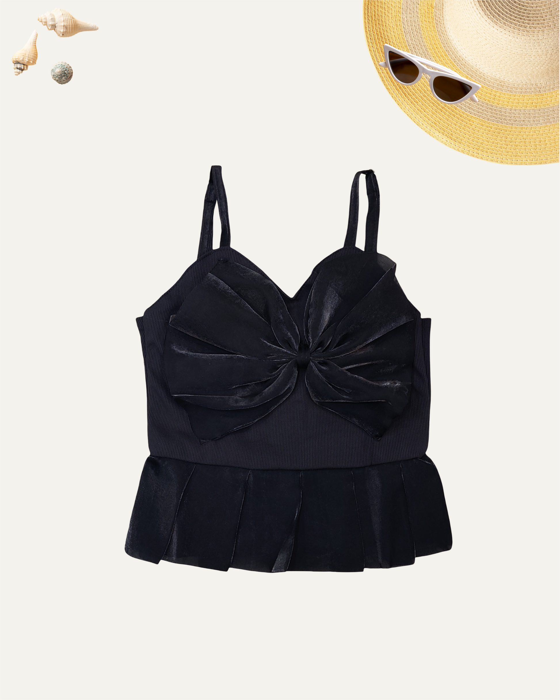 GIRLS BLACK SATIN BOW GLAM TOP (0-11 YEARS) - Girlism