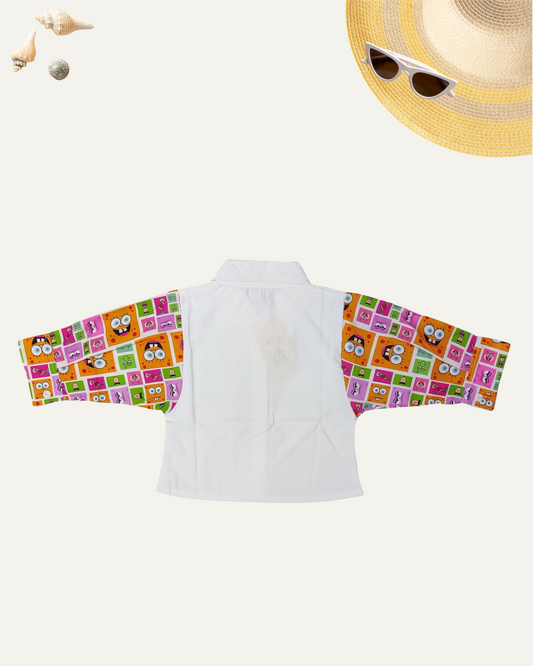 GIRLS CARTOON FUN SLEEVE SHIRT (4-12 YEARS) (ORANGE EDITION) - Girlism
