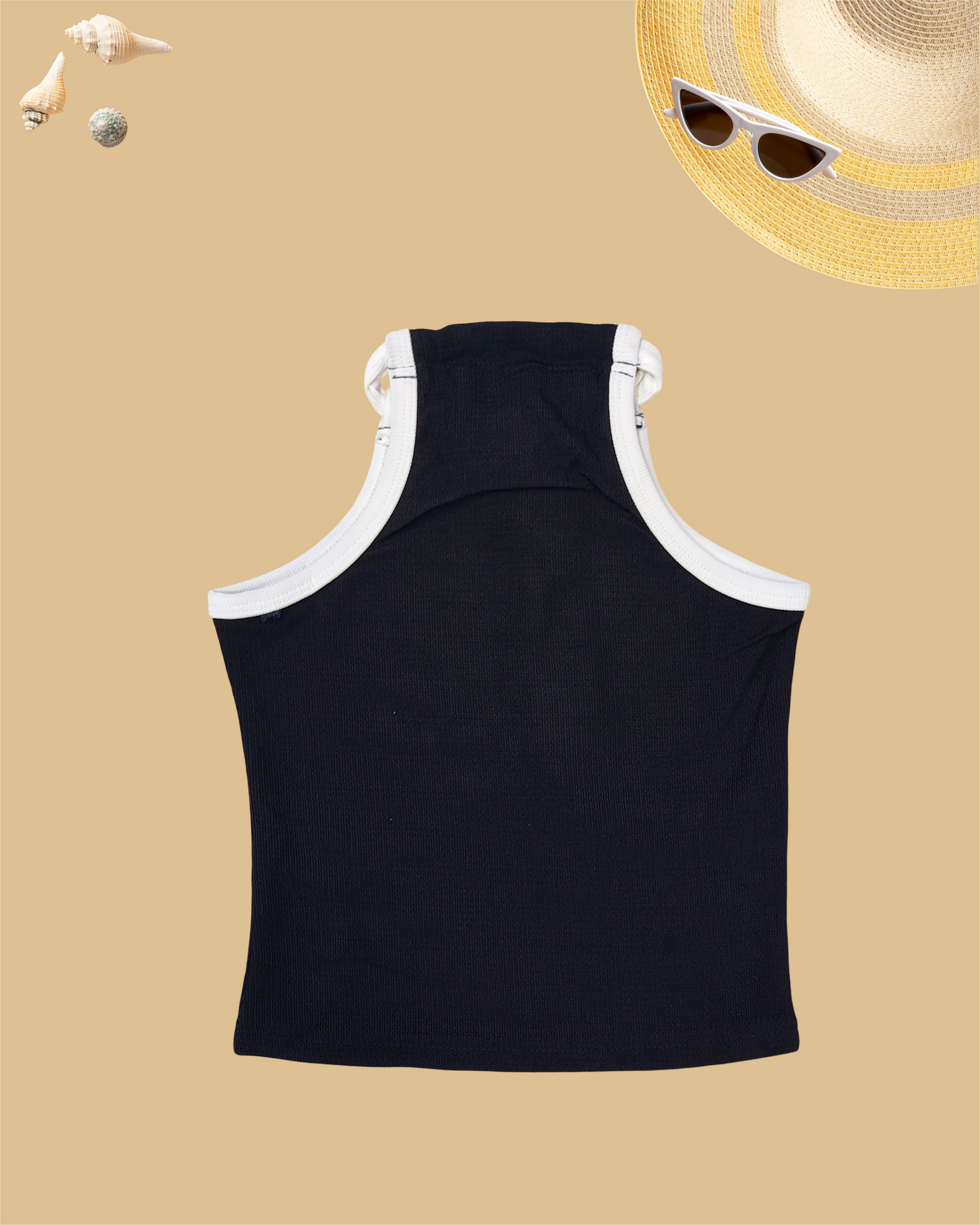 GIRLS HALTER-STYLE TOP WITH TIE (BLACK) (1-12 YEARS) - Girlism