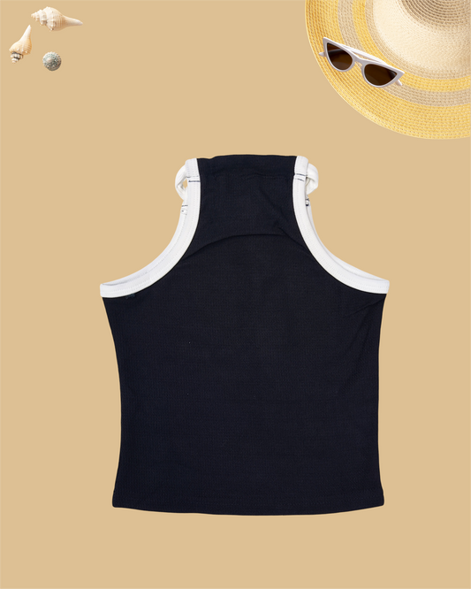 GIRLS HALTER-STYLE TOP WITH TIE (BLACK) (1-12 YEARS) - Girlism