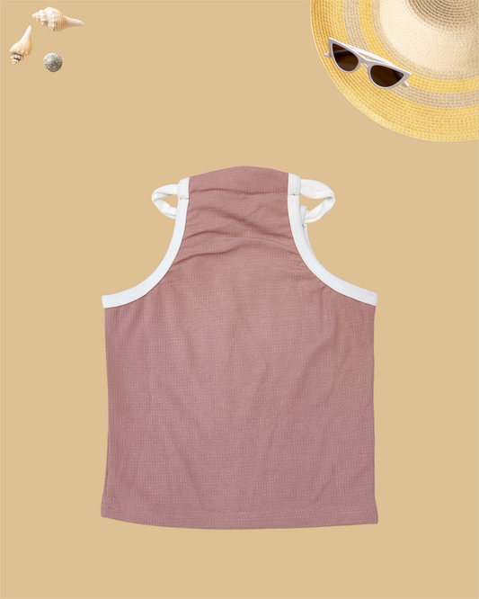 GIRLS HALTER-STYLE TOP WITH TIE (BLUSH PINK) (1-12 YEARS) - Girlism