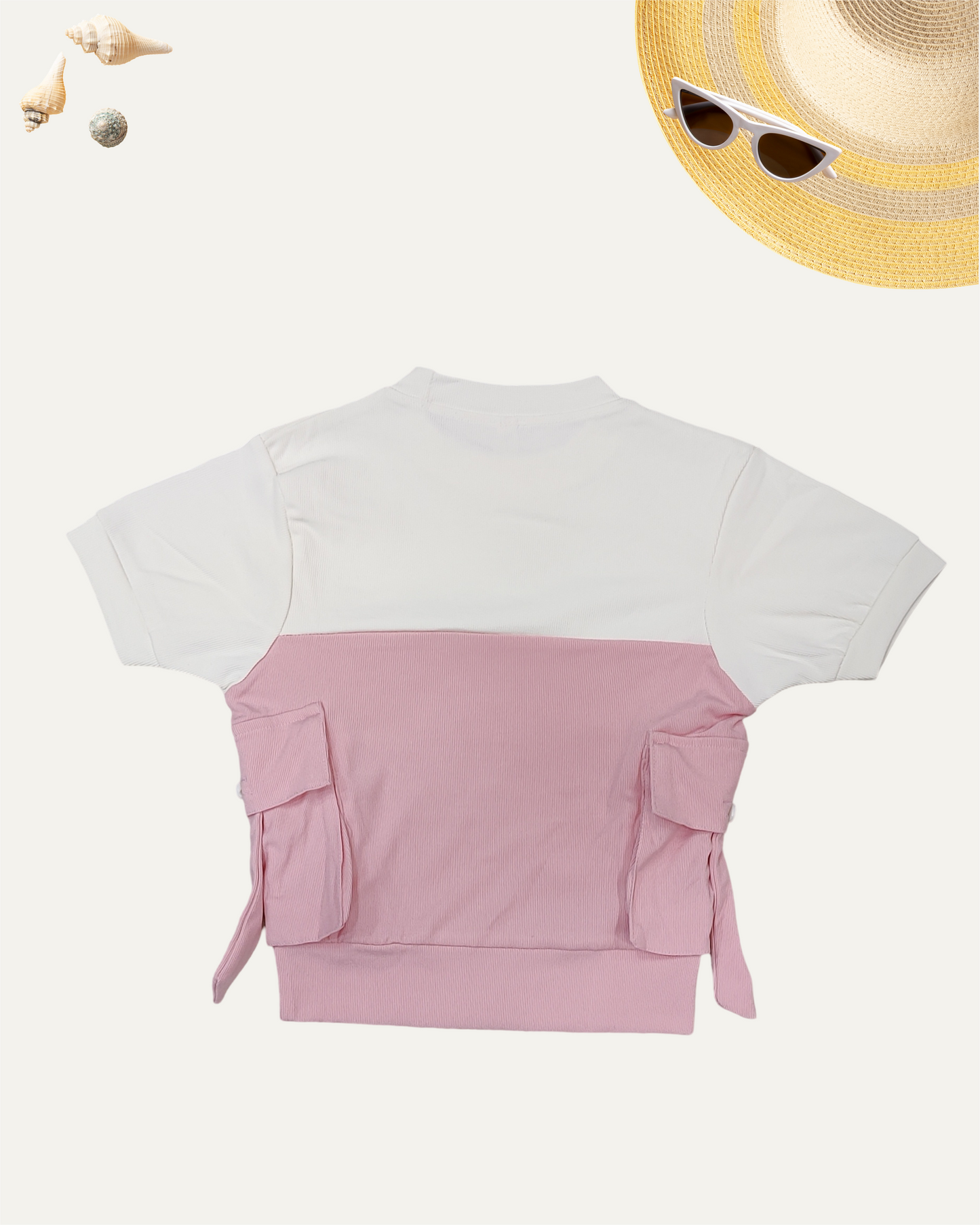 GIRLS 2 POCKET TOP BABY PINK [ 4 - 12 YEARS ]