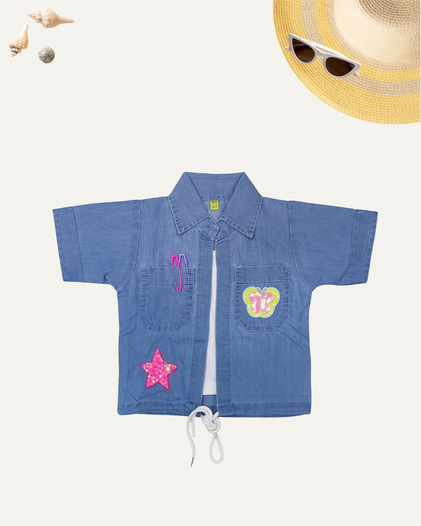 GIRLS DENIM SHIRT TOP (DX WASH) (1-12 YEARS) - Girlism