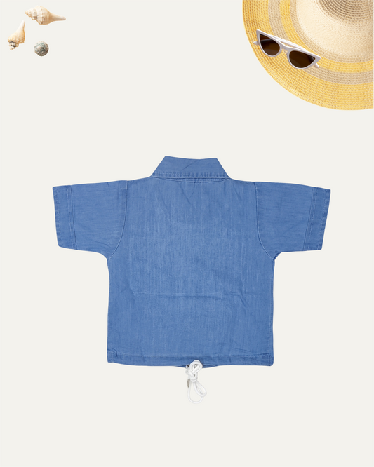 GIRLS DENIM SHIRT TOP (DX WASH) (1-12 YEARS) - Girlism
