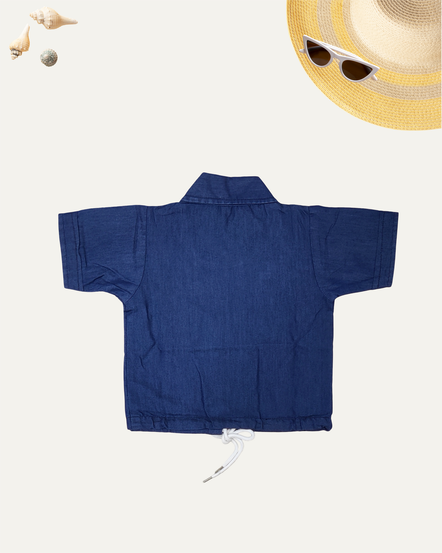 GIRLS DENIM SHIRT TOP (NAVY WASH) (1-12 YEARS) - Girlism