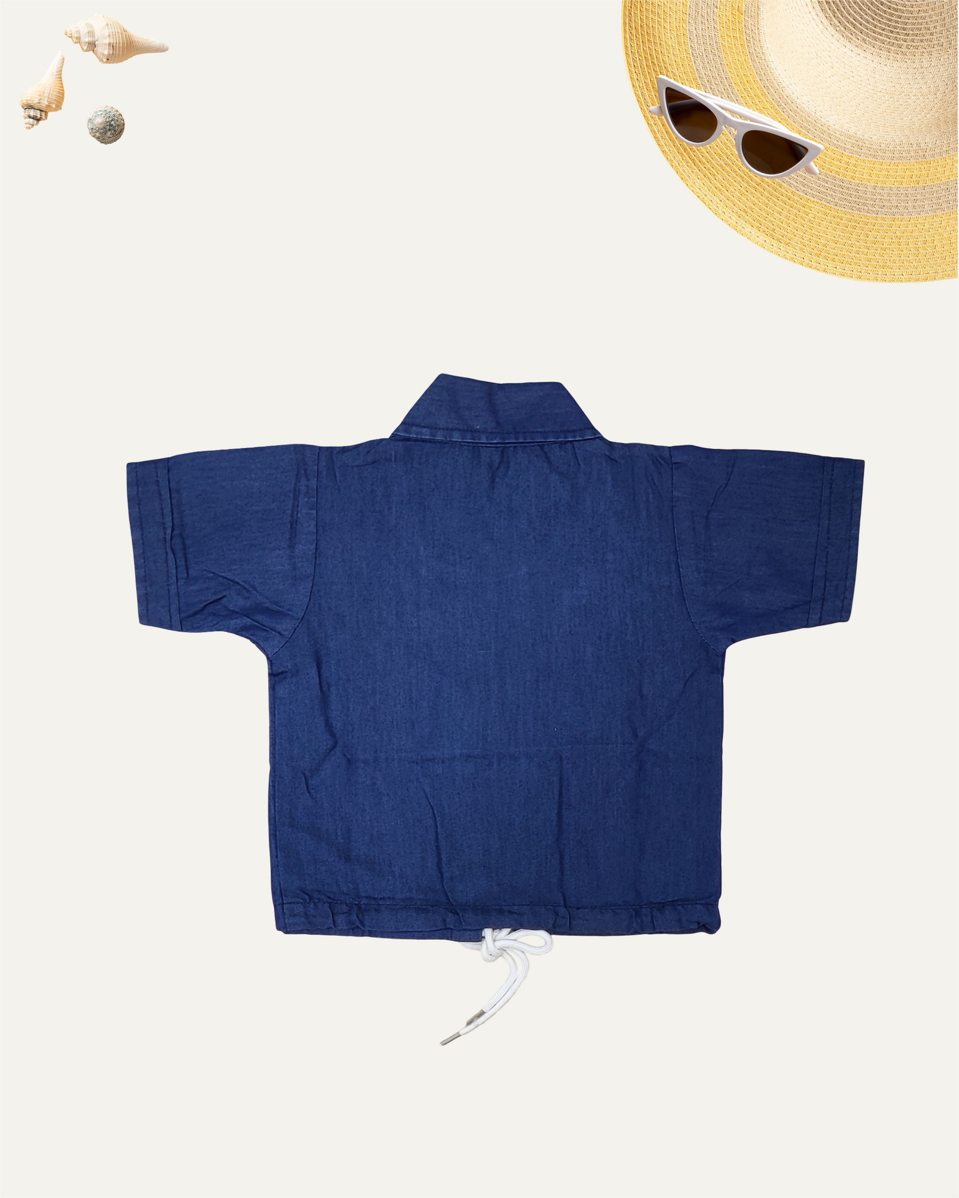 GIRLS DENIM SHIRT TOP (NAVY WASH) (1-12 YEARS) - Girlism