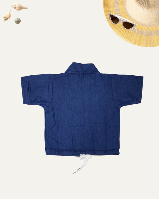 GIRLS DENIM SHIRT TOP (NAVY WASH) (1-12 YEARS) - Girlism