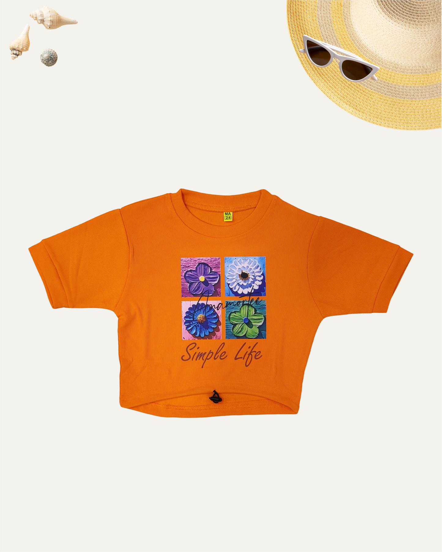 GIRLS CROP T-SHIRT ORANGE [ 4 - 12 YEARS ]