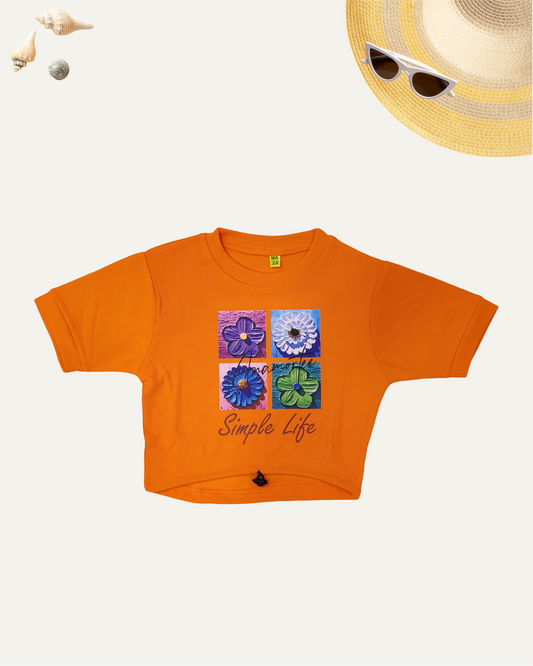 GIRLS CROP T-SHIRT ORANGE [ 4 - 12 YEARS ]