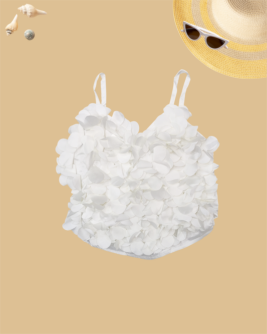 GIRLS PETAL PARTY TOP (WHITE) (1-12 YEARS) - Girlism