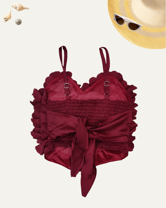 GIRLS PETAL PARTY TOP (RED) (1-12 YEARS) - Girlism