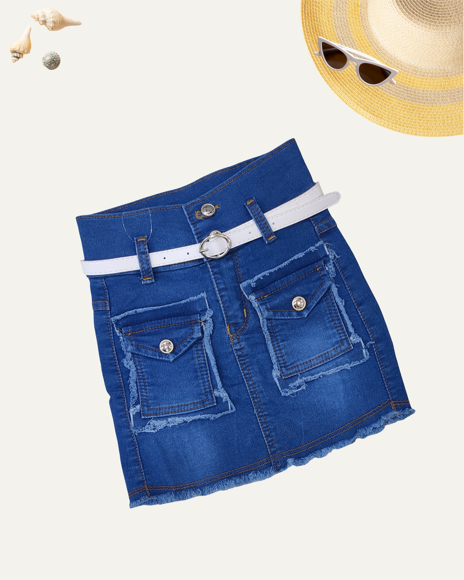 GIRLS DOUBLE POCKET SKIRT (BLUE) (0-12 YEARS) - Girlism