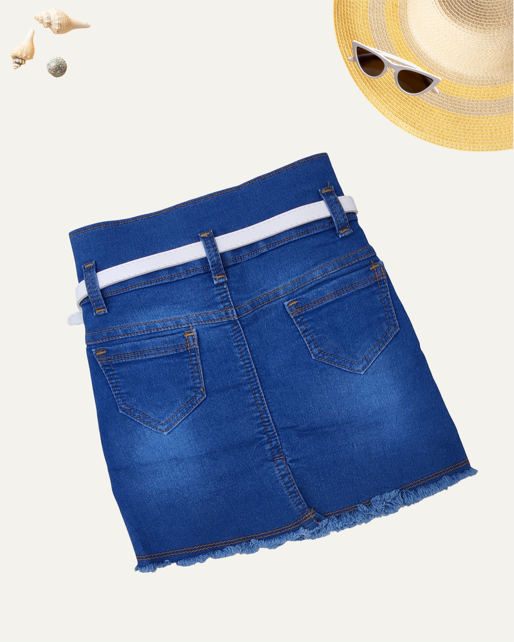 GIRLS DOUBLE POCKET SKIRT (BLUE) (0-12 YEARS) - Girlism