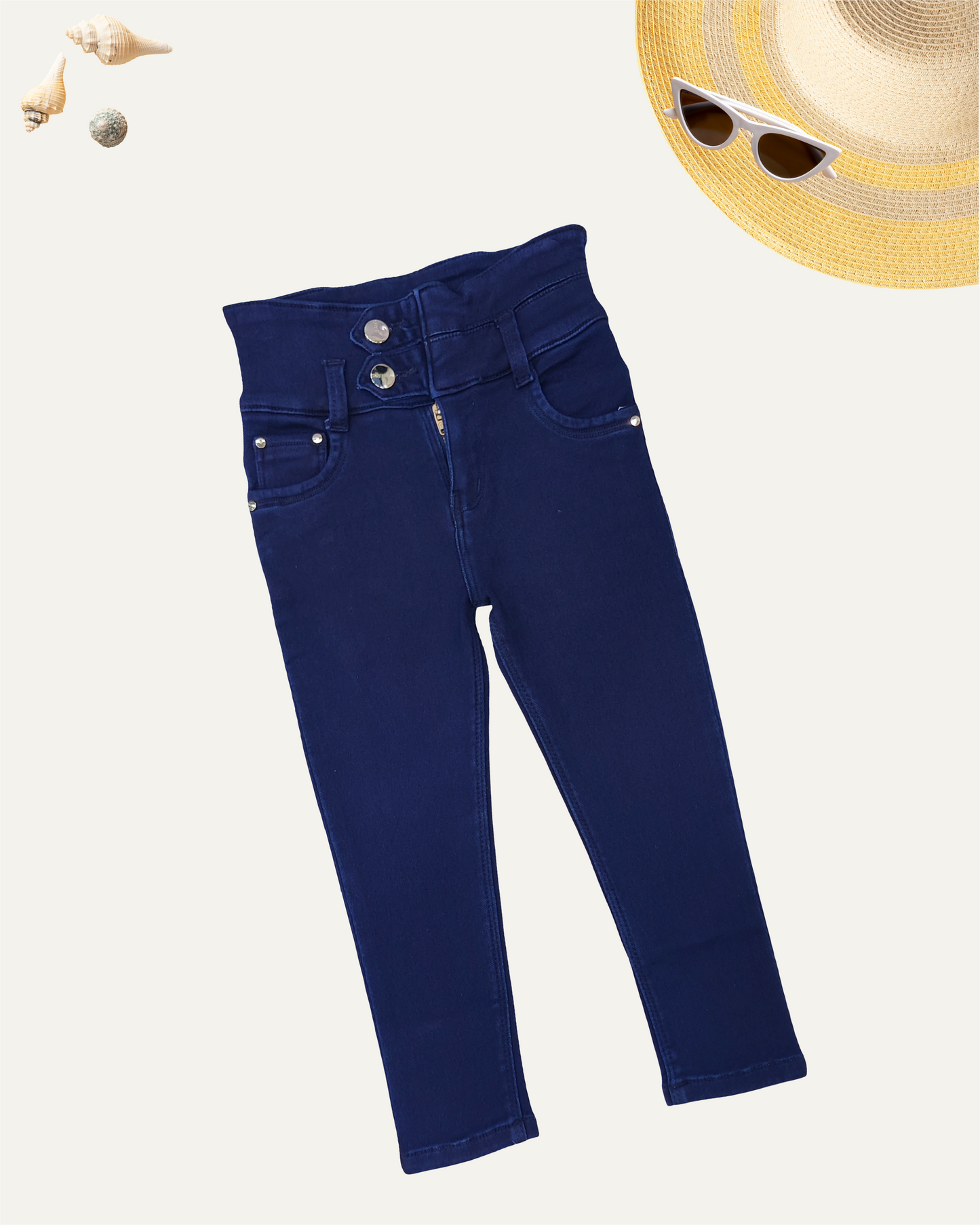 GIRLS HIGH-WAIST DENIM (DX WASH) (3-14 YEARS) - Girlism
