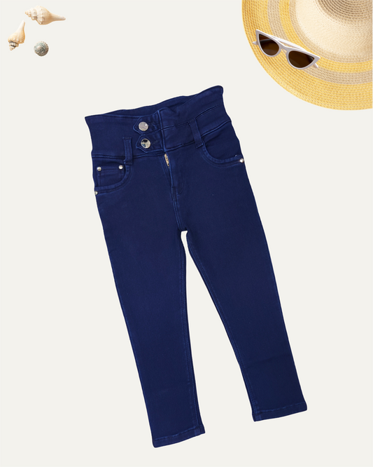GIRLS HIGH-WAIST DENIM (DX WASH) (3-14 YEARS) - Girlism