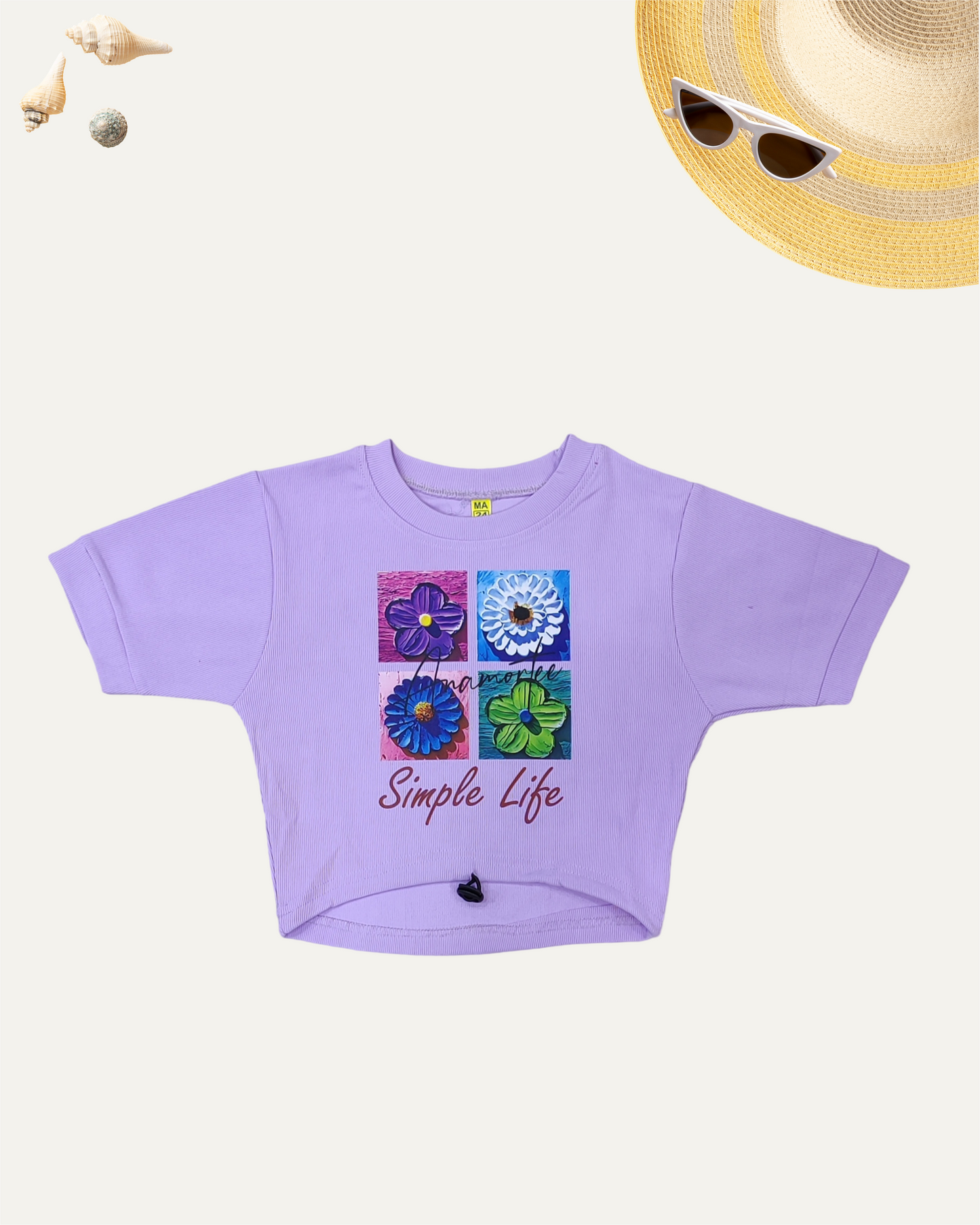 GIRLS CROPPED T-SHIRT LAVENDER [ 4 - 12 YEARS ]