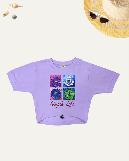 GIRLS CROPPED T-SHIRT LAVENDER [ 4 - 12 YEARS ]