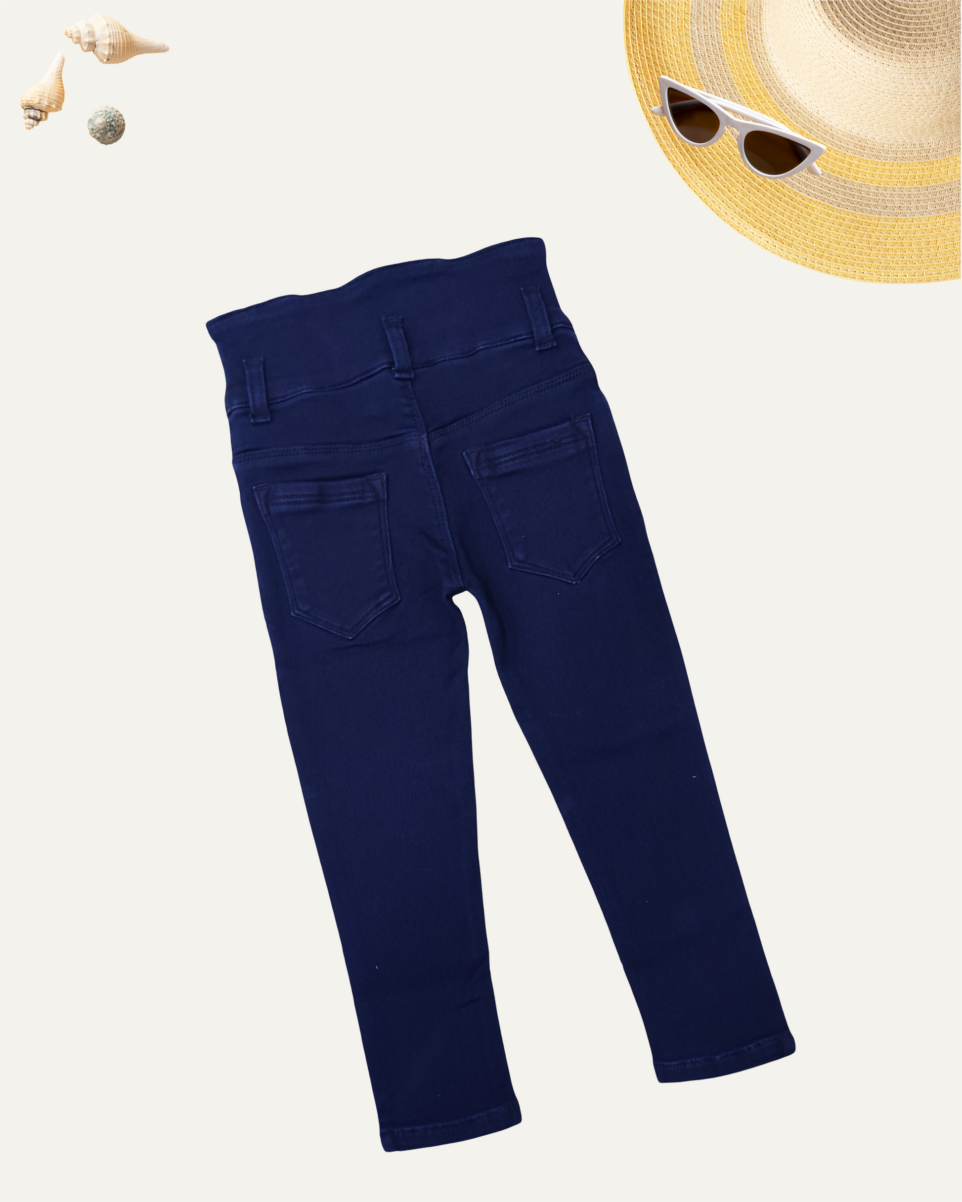 GIRLS HIGH-WAIST DENIM (NAVY WASH) (3-14 YEARS) - Girlism
