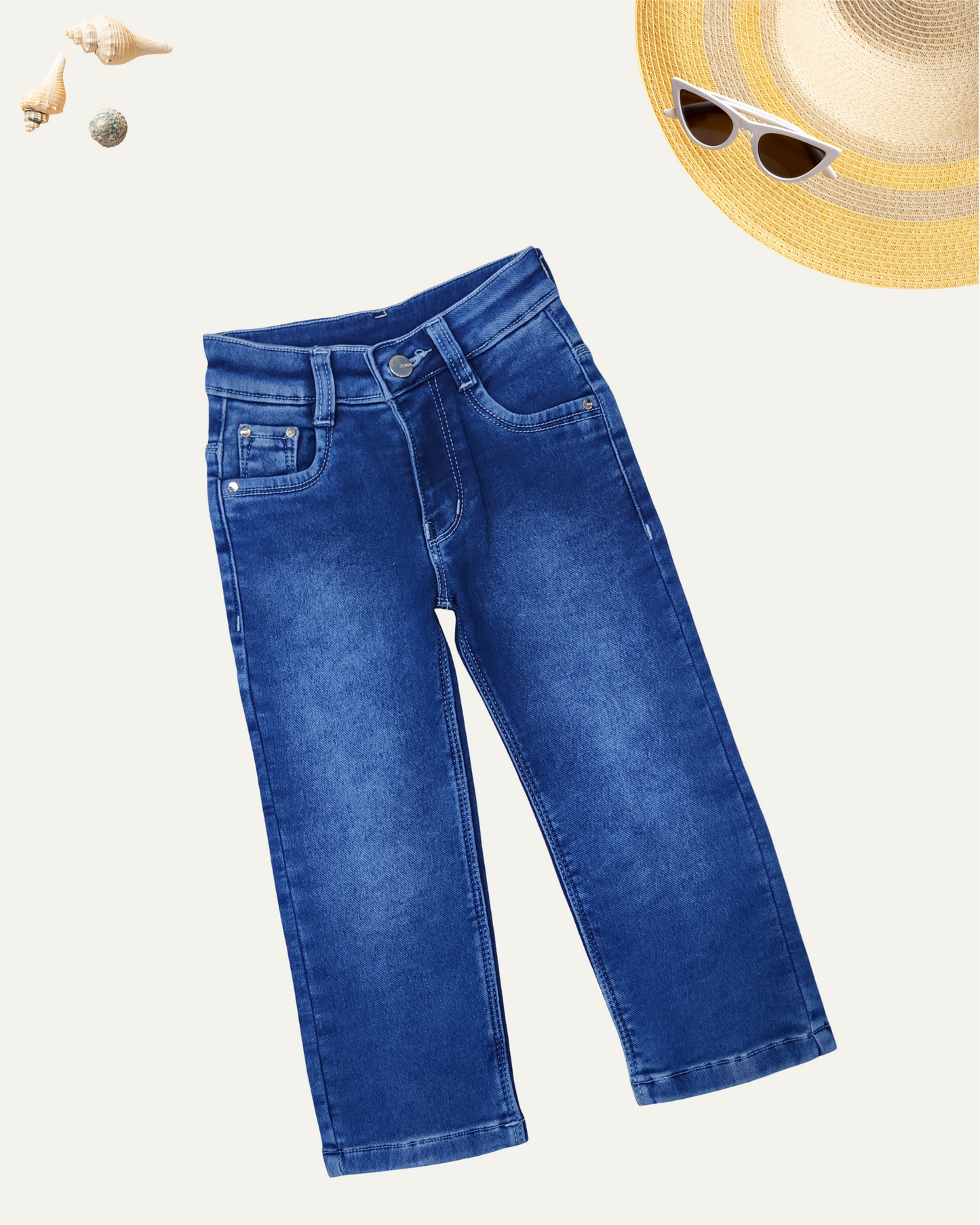 GIRLS BASIC BLUE DENIM JEANS (3-14 YEARS) - Girlism