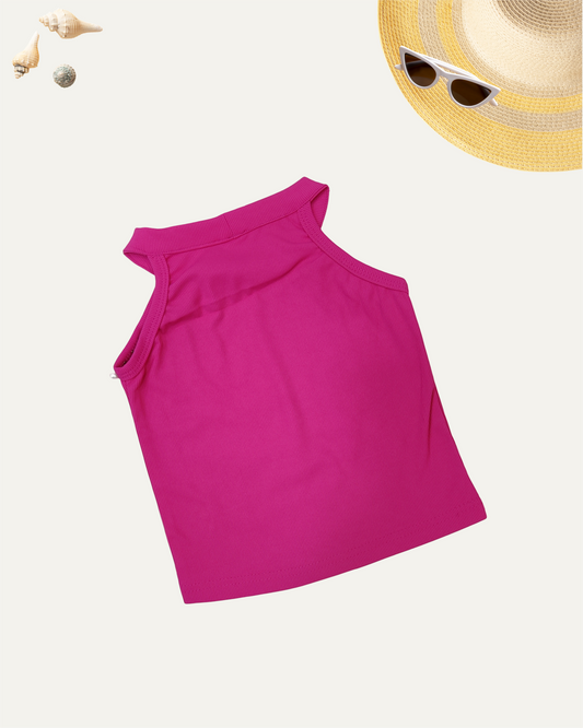 GIRLS SLEEVELESS PEARL TOP HOT PINK (3-11 YEARS) - Girlism